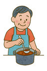 イラスト：料理をする男性