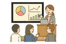 イラスト：プレゼンする女性