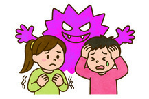 イラスト：悪意と被害を受ける男女