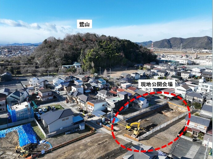 鷺山市場遺跡の調査箇所を南東から撮影した写真