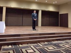 岐阜市長良西水防団新年懇親会に出席し、あいさつ（十八楼）