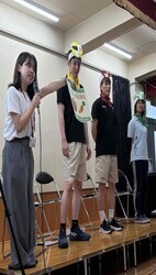 はなぞの幼稚園にて岐阜スゥープス選手と朝食摂取に関する講話の様子