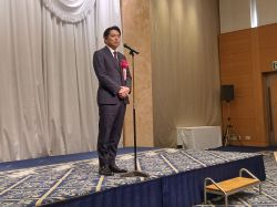 令和8年度岐阜県書作家協会総会・懇親会に出席し、あいさつ（グランヴェール岐山）