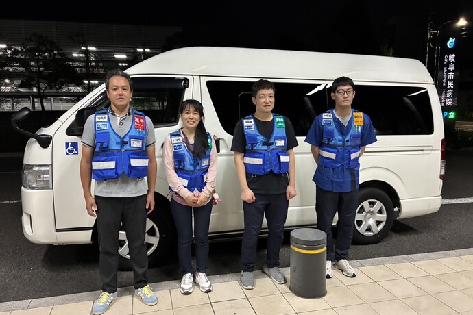 市民病院へ帰着した際の写真