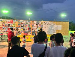 岩野田北夏まつりに出席し、あいさつ（岩野田北小学校）