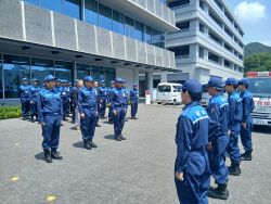 令和8年熊本地震被災地応急給水活動に係る職員派遣出発式にて、あいさつ