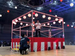 #岐阜DE盆踊りに出席し、あいさつ(岐阜市文化センター)